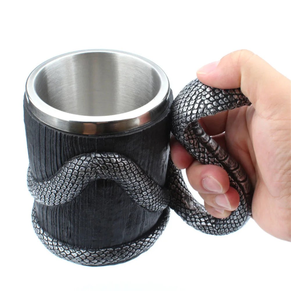 The Berserker’s Mug – Viking Wooden Tankard with Steel Rim