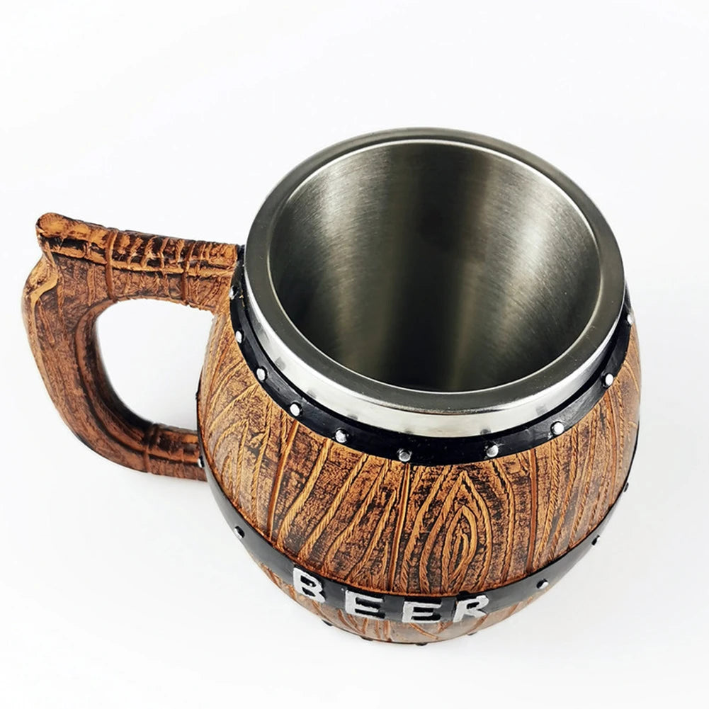 The Berserker’s Mug – Viking Wooden Tankard with Steel Rim