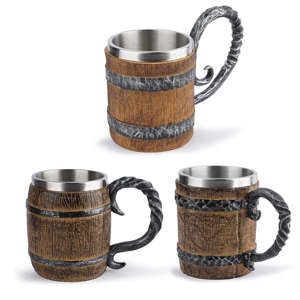 The Berserker’s Mug – Viking Wooden Tankard with Steel Rim