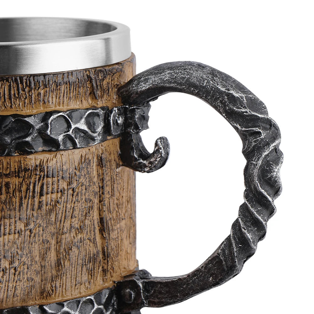 The Berserker’s Mug – Viking Wooden Tankard with Steel Rim