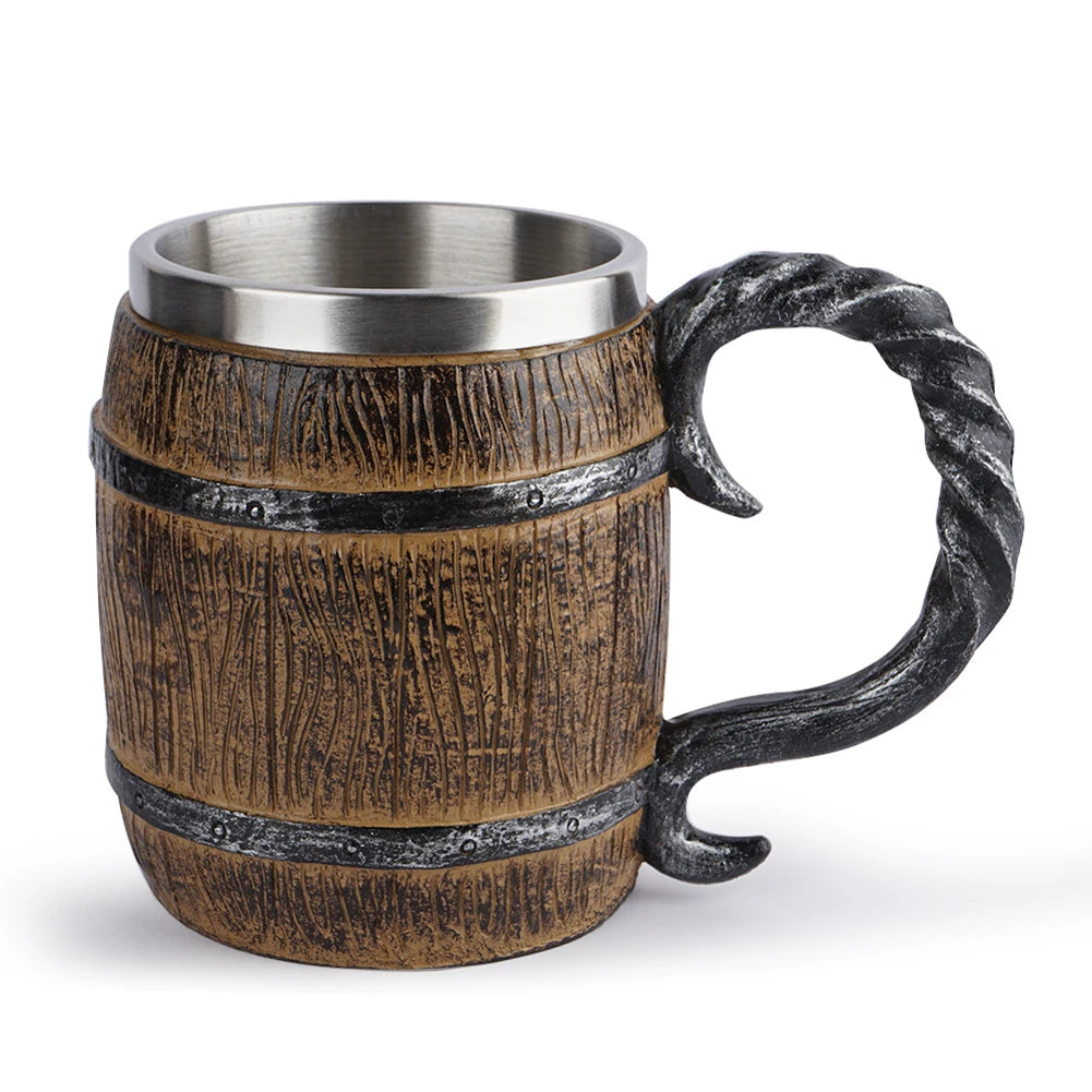The Berserker’s Mug – Viking Wooden Tankard with Steel Rim