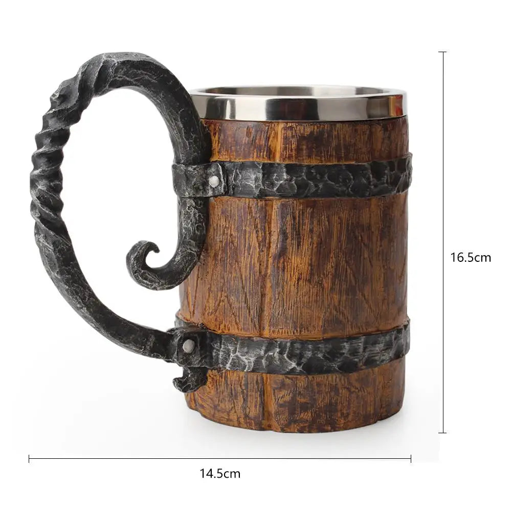 The Berserker’s Mug – Viking Wooden Tankard with Steel Rim