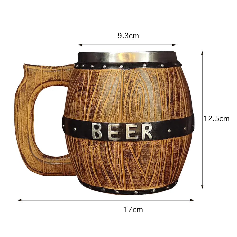 The Berserker’s Mug – Viking Wooden Tankard with Steel Rim
