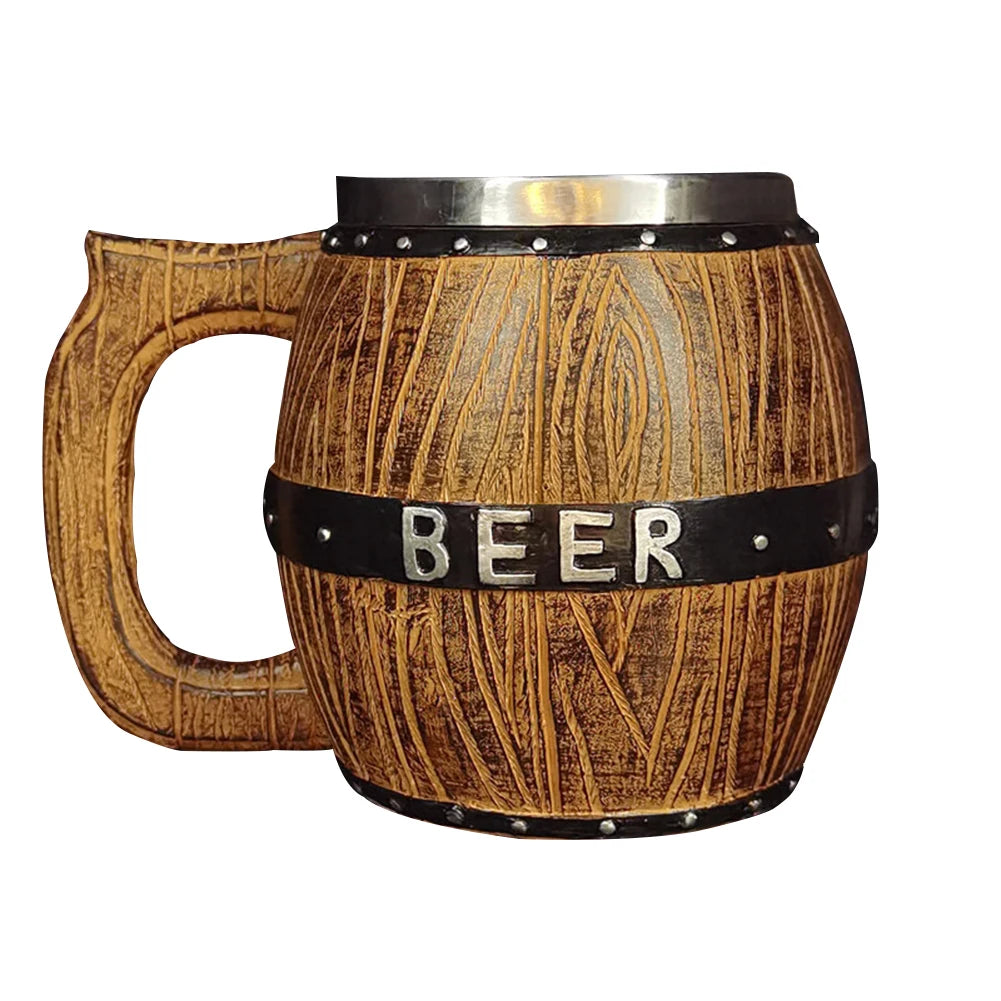 The Berserker’s Mug – Viking Wooden Tankard with Steel Rim