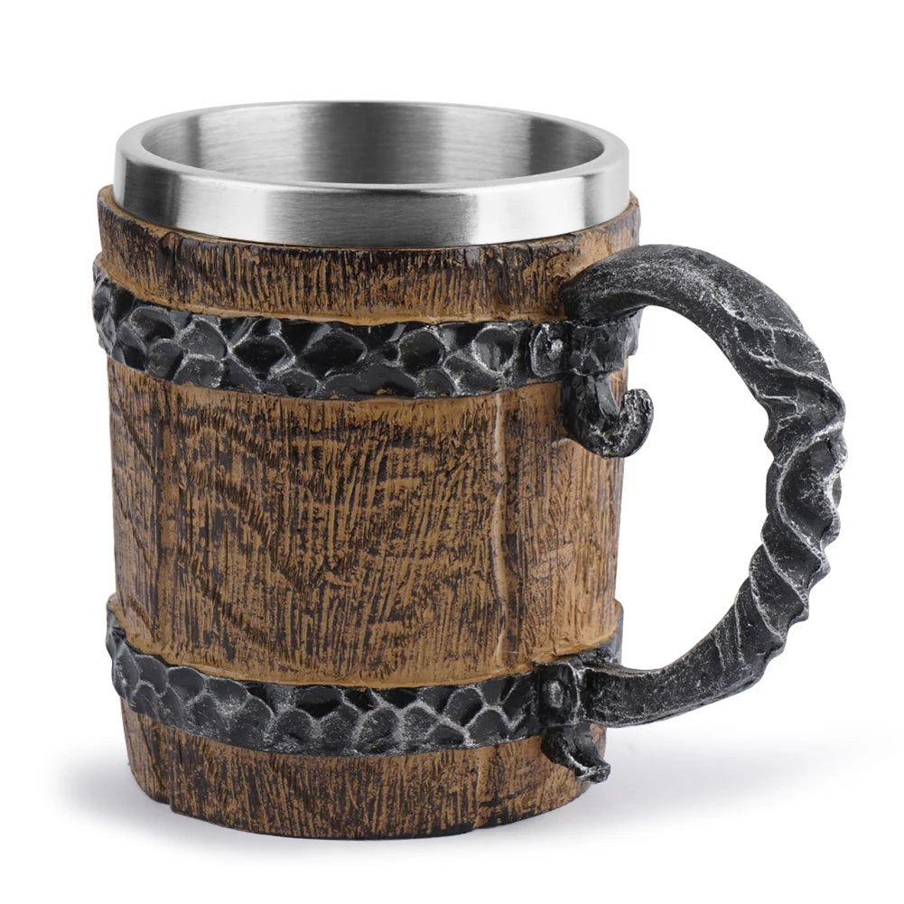 The Berserker’s Mug – Viking Wooden Tankard with Steel Rim
