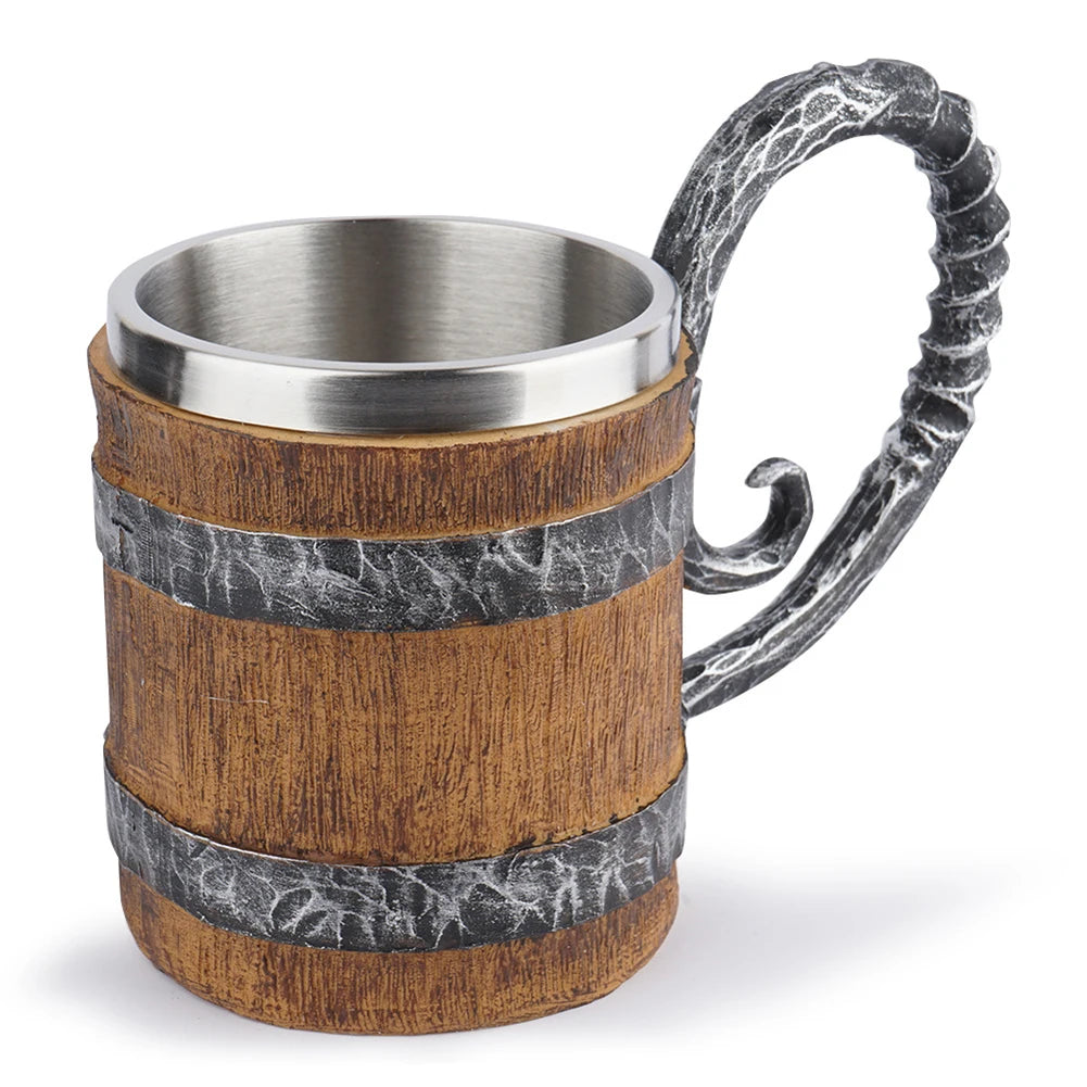 The Berserker’s Mug – Viking Wooden Tankard with Steel Rim