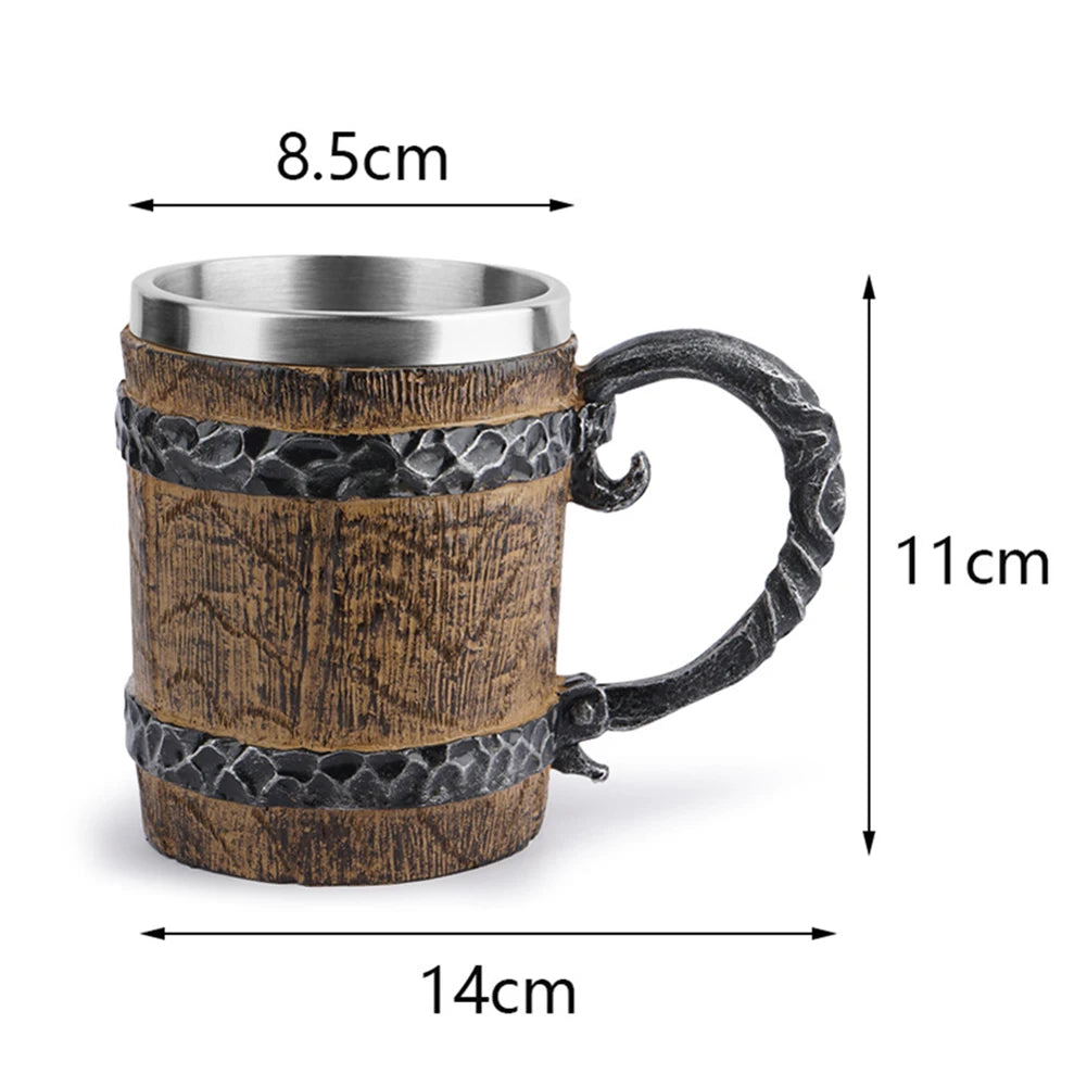 The Berserker’s Mug – Viking Wooden Tankard with Steel Rim