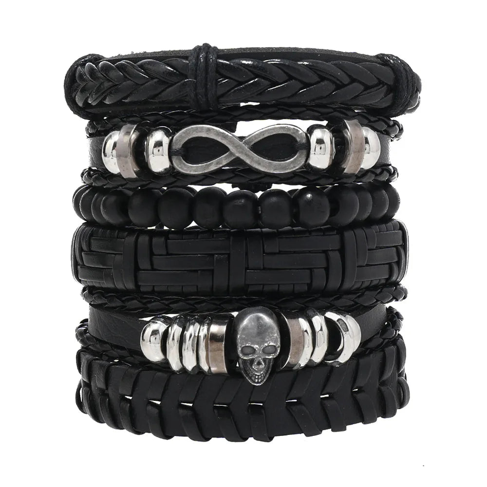Valknut Bond – Leather Bracelet Stack for Lovers