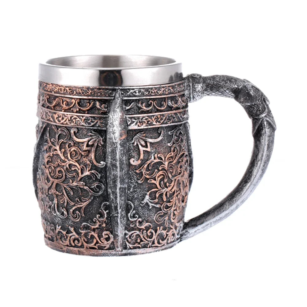 The Berserker’s Mug – Viking Wooden Tankard with Steel Rim