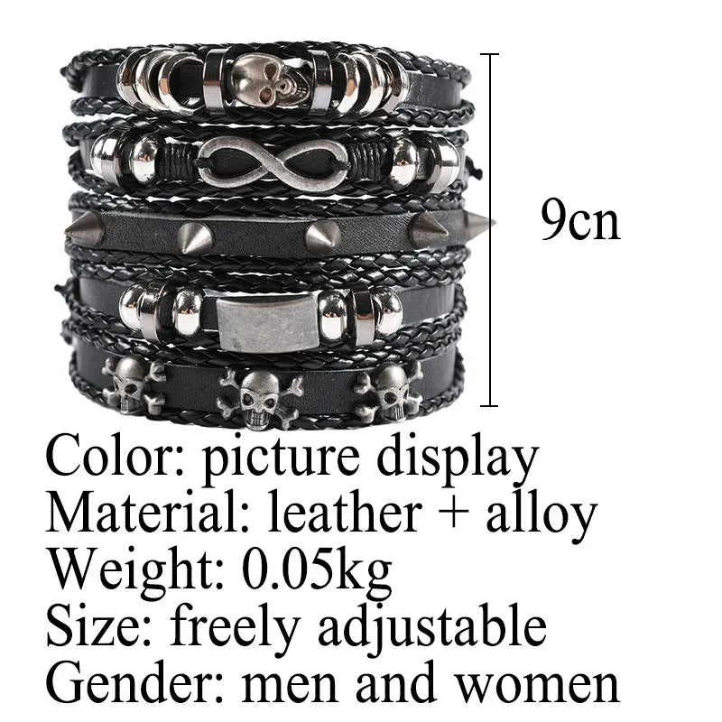 Valknut Bond – Leather Bracelet Stack for Lovers