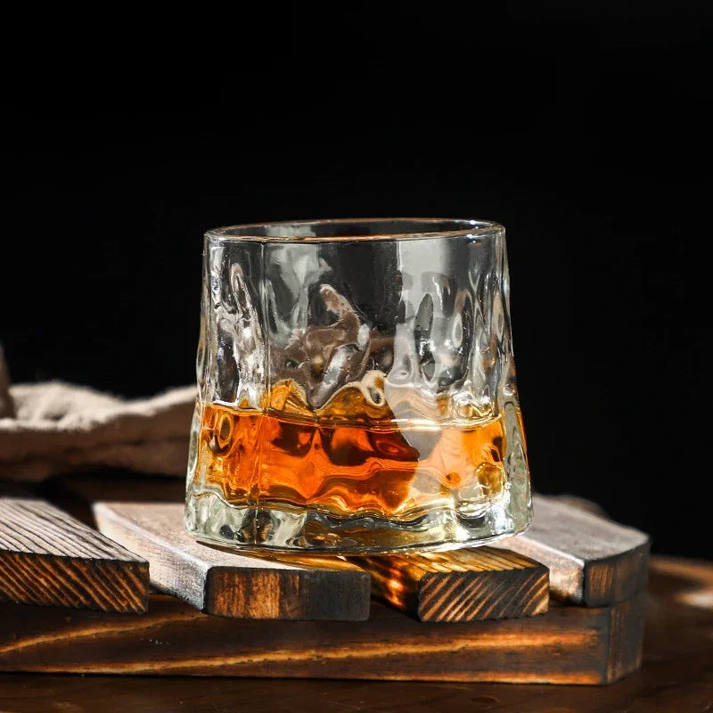 The Spinning Chalice – 200ML Rotating Whiskey Glass with Wooden Base