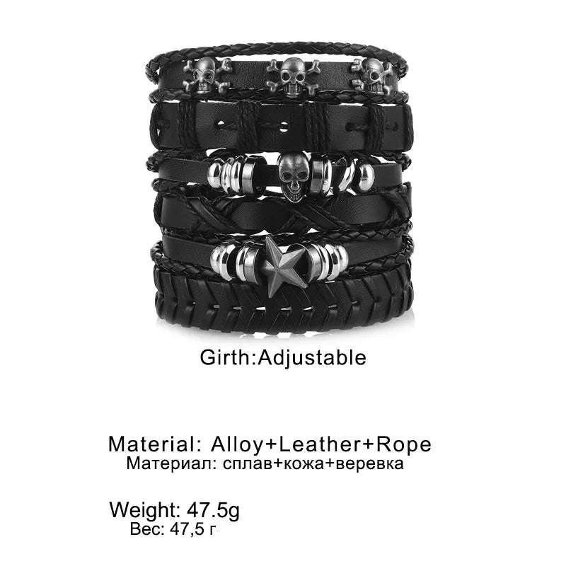 Valknut Bond – Leather Bracelet Stack for Lovers