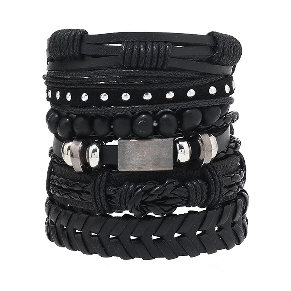 Valknut Bond – Leather Bracelet Stack for Lovers