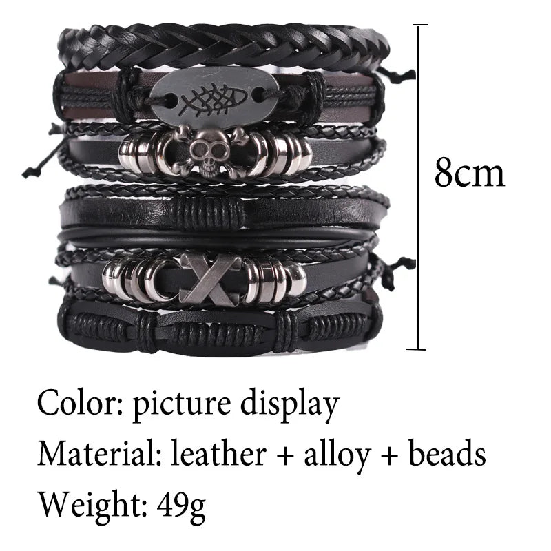 Valknut Bond – Leather Bracelet Stack for Lovers