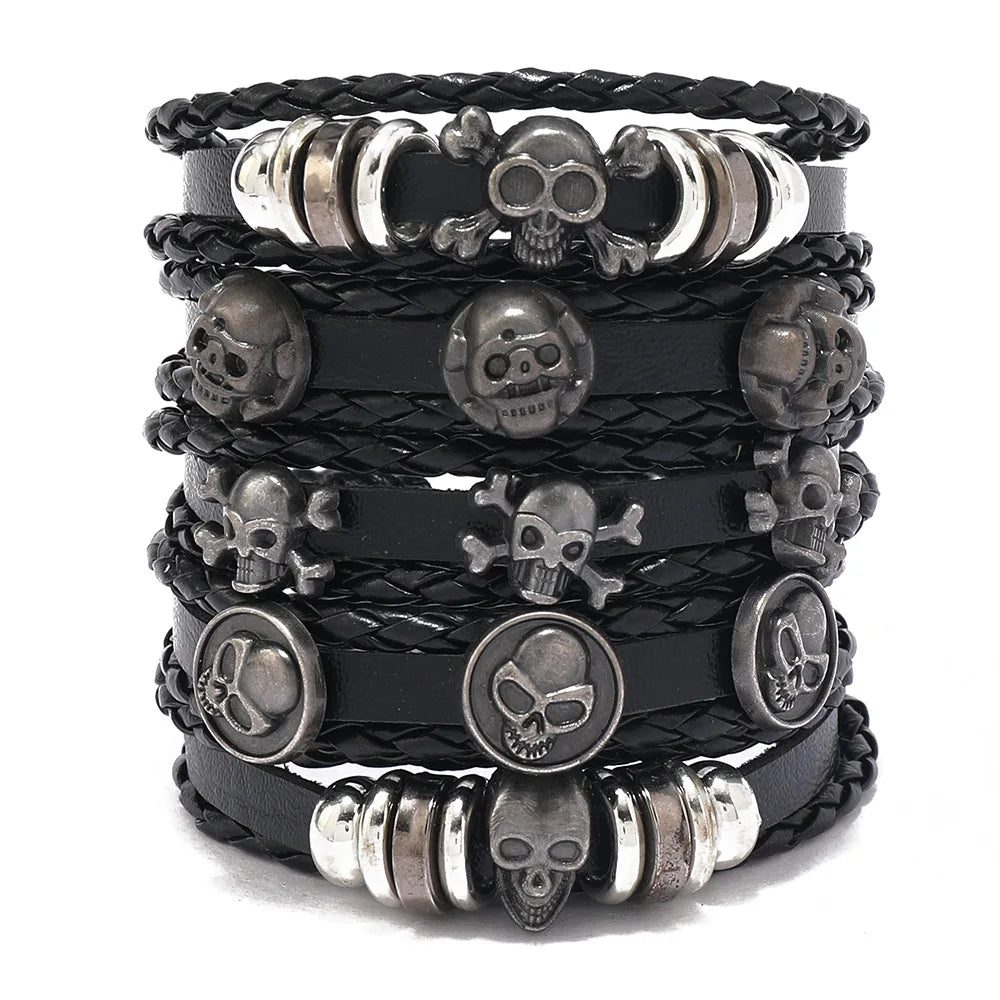 Valknut Bond – Leather Bracelet Stack for Lovers