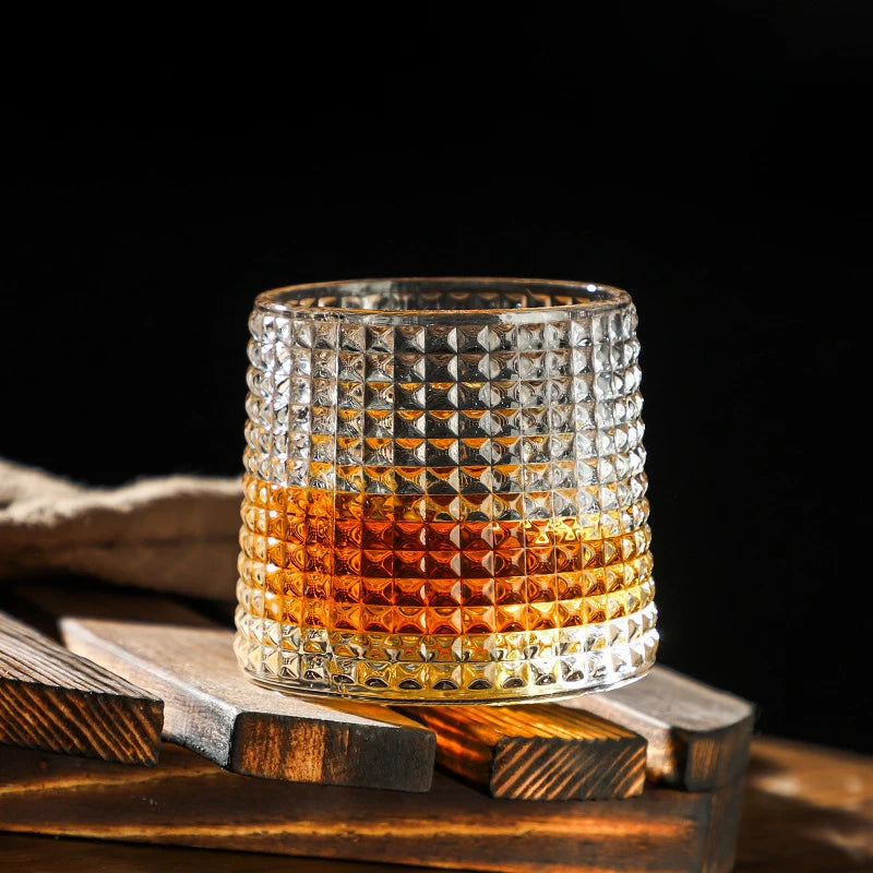 The Spinning Chalice – 200ML Rotating Whiskey Glass with Wooden Base