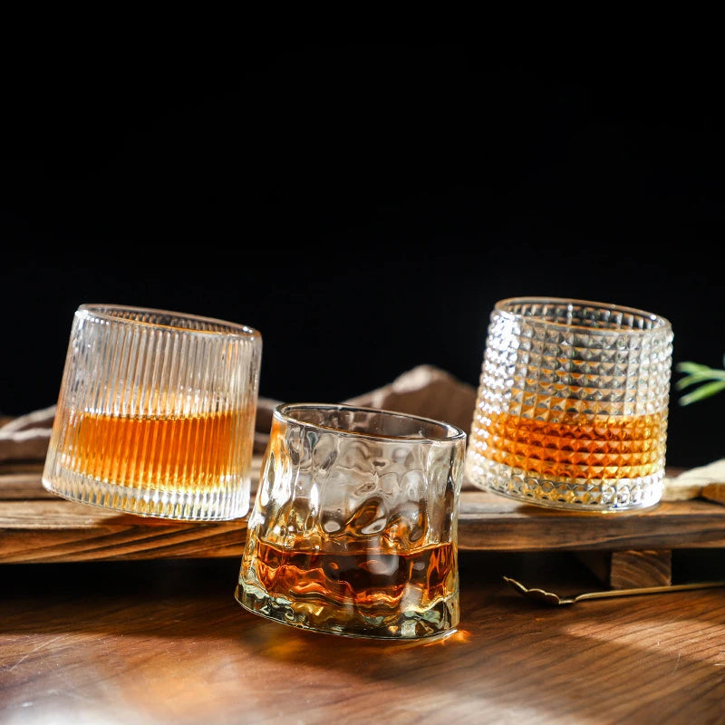 The Spinning Chalice – 200ML Rotating Whiskey Glass with Wooden Base