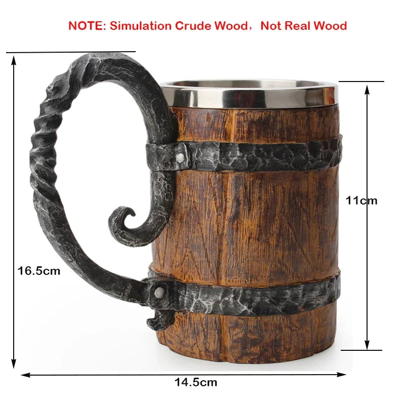 The Berserker’s Mug – Viking Wooden Tankard with Steel Rim