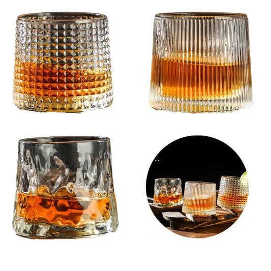 The Spinning Chalice – 200ML Rotating Whiskey Glass with Wooden Base