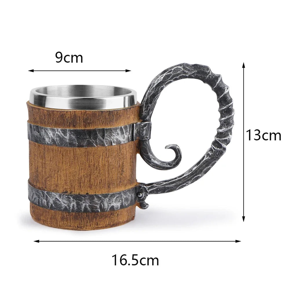 The Berserker’s Mug – Viking Wooden Tankard with Steel Rim