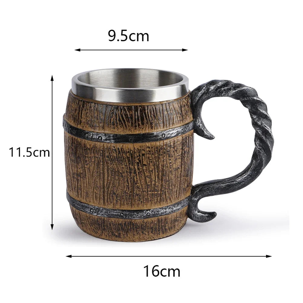 The Berserker’s Mug – Viking Wooden Tankard with Steel Rim