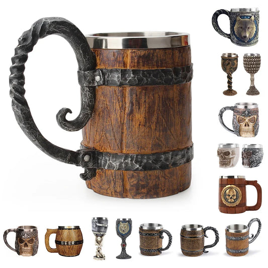 The Berserker’s Mug – Viking Wooden Tankard with Steel Rim